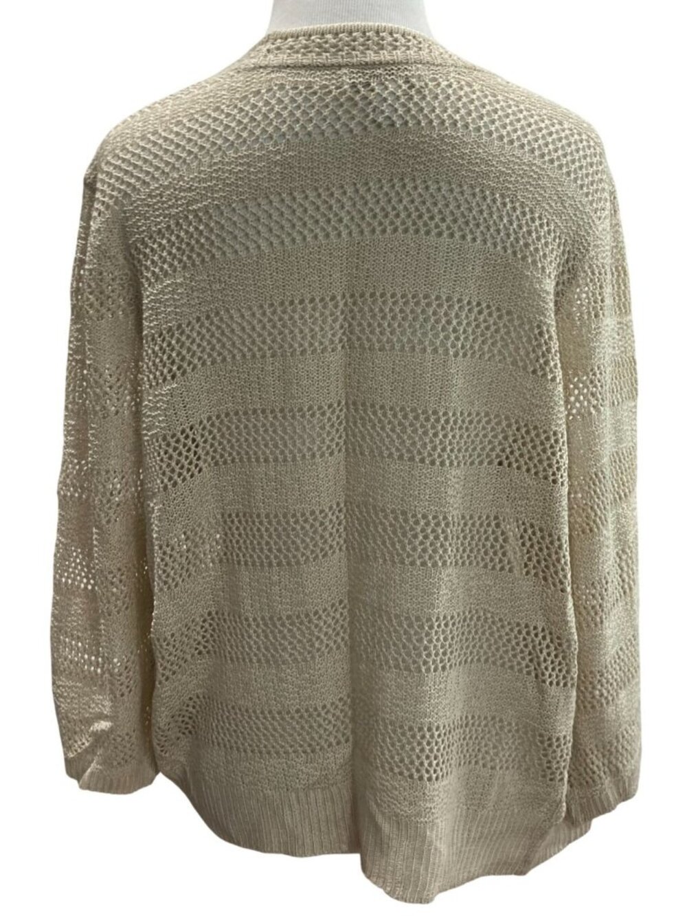 Charter Club Open Front Sheer Cardigan PL Beige Boho Festival Cottagecore Indie - Picture 3 of 9